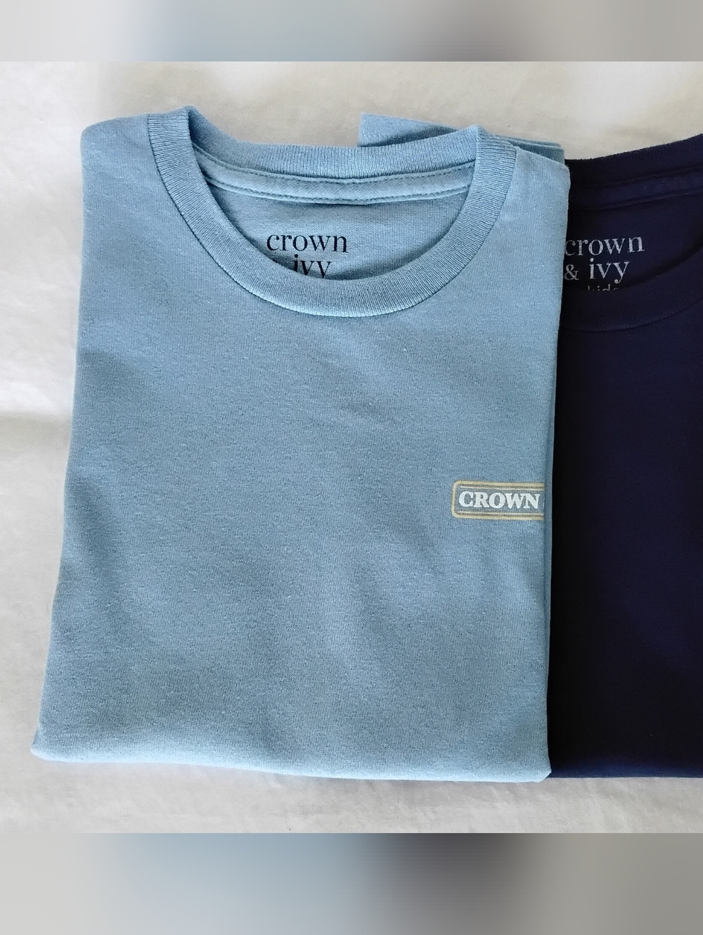 Boys Crown & Ivy Light Blue & Navy Short Sleeve Crewneck Tee Shirts